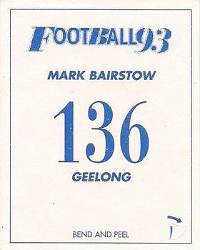 1993 Select AFL Stickers #136 Mark Bairstow Back